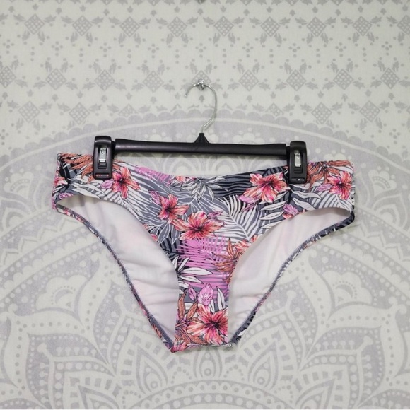 New $22 Xhilaration Target Bikini Bottom Tropical Floral Black White Pink XL - Picture 1 of 10